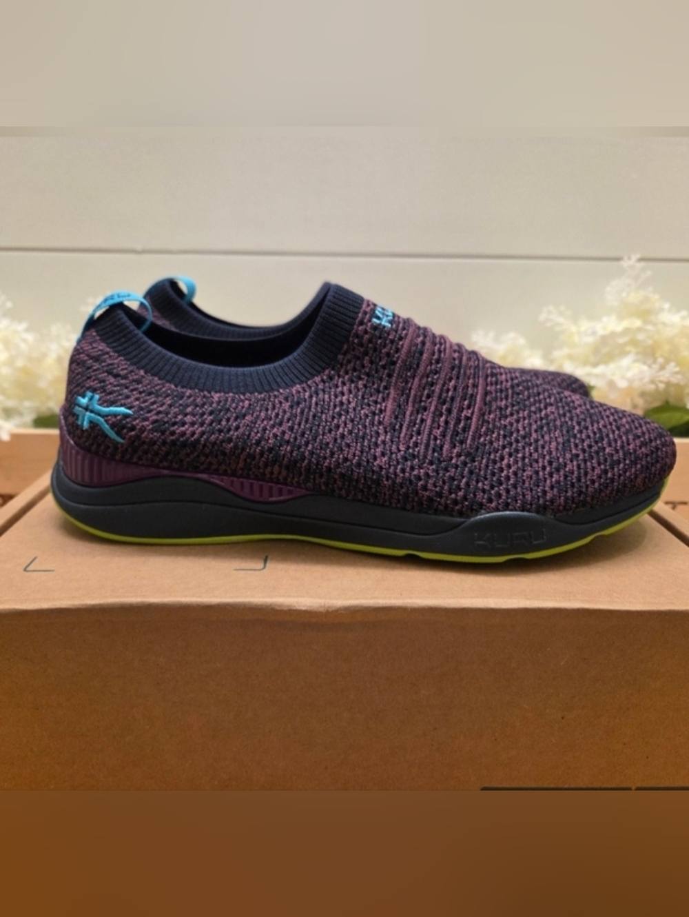 KURU Stride Nova Knit Slip-On Sneaker Shoes Purple/Blue Womens Size 9.5 Wide